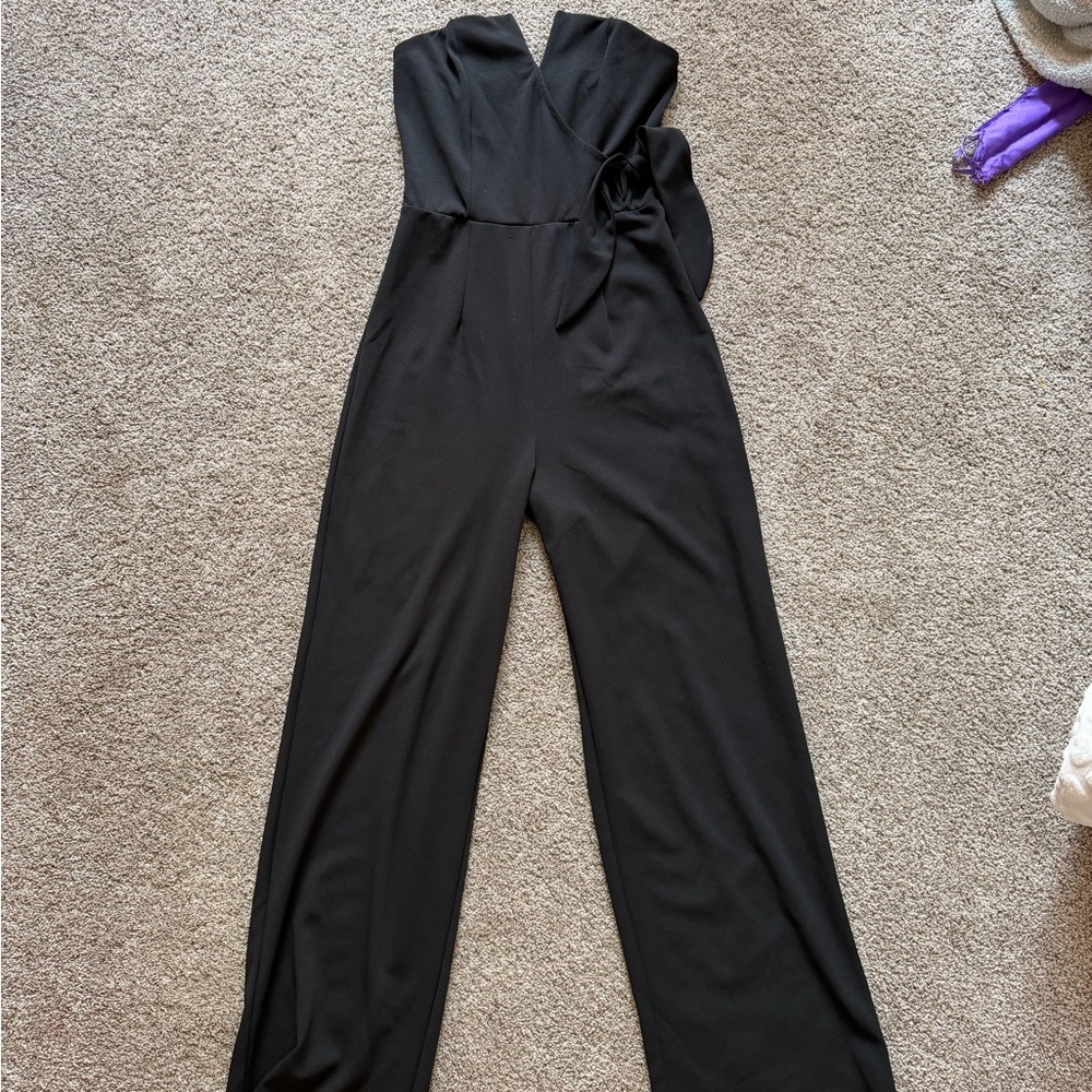 Black Strapless Wide-Leg Jumpsuit